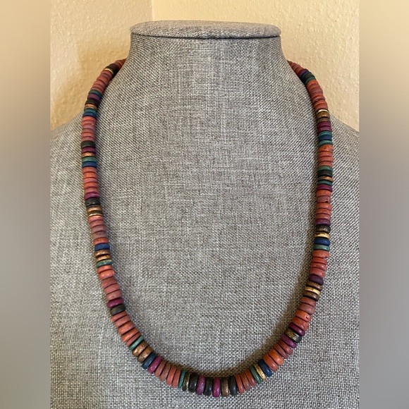 Estate Jewelry - Southwestern Style Heishi Bead Necklace 24” Earth Tones